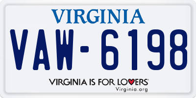 VA license plate VAW6198