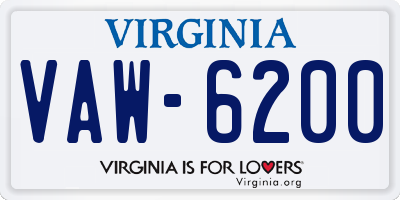 VA license plate VAW6200