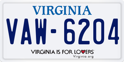 VA license plate VAW6204