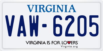 VA license plate VAW6205