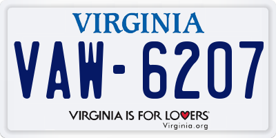 VA license plate VAW6207