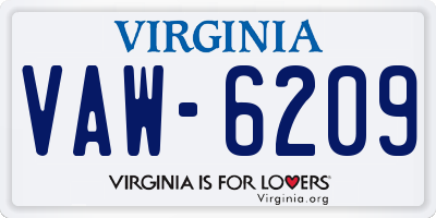 VA license plate VAW6209