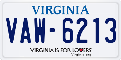 VA license plate VAW6213