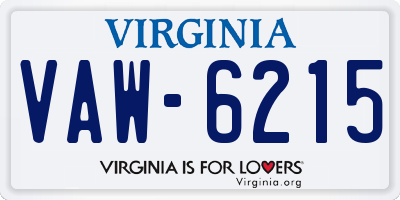 VA license plate VAW6215