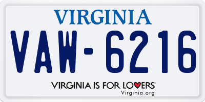 VA license plate VAW6216