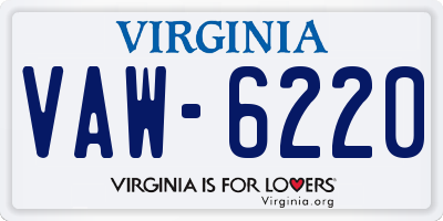 VA license plate VAW6220