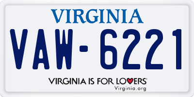 VA license plate VAW6221