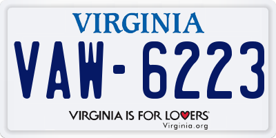 VA license plate VAW6223