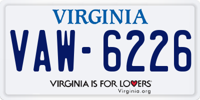 VA license plate VAW6226