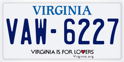 VA license plate VAW6227