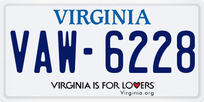 VA license plate VAW6228