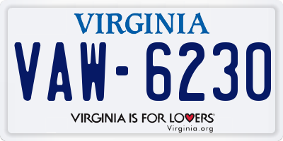 VA license plate VAW6230