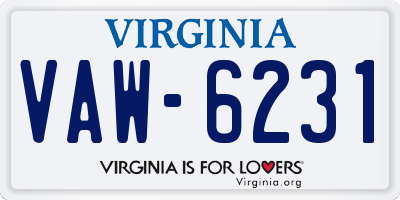 VA license plate VAW6231