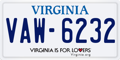 VA license plate VAW6232