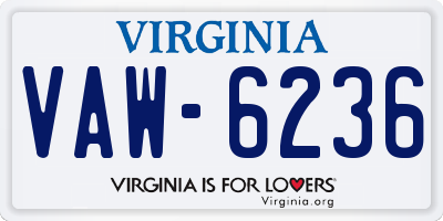 VA license plate VAW6236