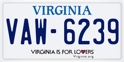 VA license plate VAW6239