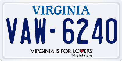 VA license plate VAW6240