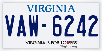 VA license plate VAW6242