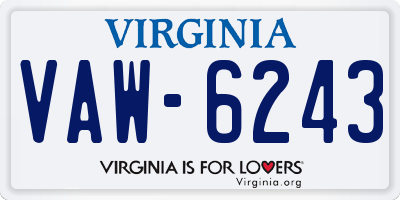 VA license plate VAW6243