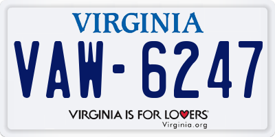 VA license plate VAW6247