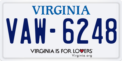 VA license plate VAW6248