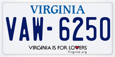 VA license plate VAW6250