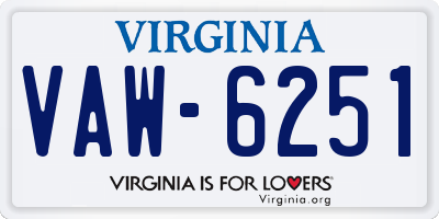 VA license plate VAW6251