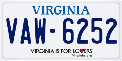 VA license plate VAW6252