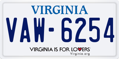 VA license plate VAW6254