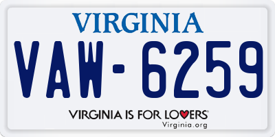 VA license plate VAW6259