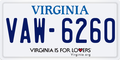 VA license plate VAW6260