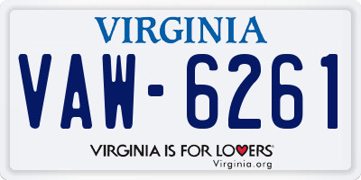 VA license plate VAW6261