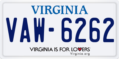 VA license plate VAW6262