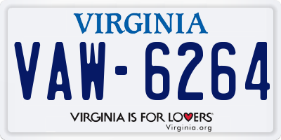 VA license plate VAW6264