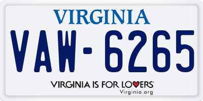 VA license plate VAW6265