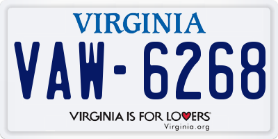 VA license plate VAW6268