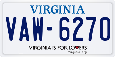 VA license plate VAW6270