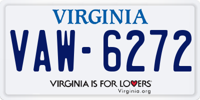 VA license plate VAW6272