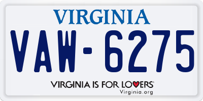 VA license plate VAW6275