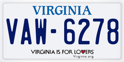 VA license plate VAW6278