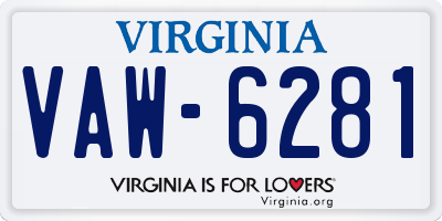 VA license plate VAW6281