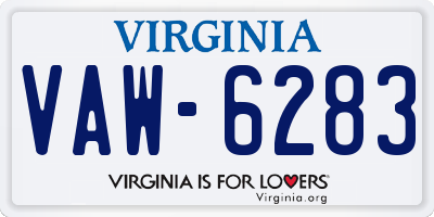 VA license plate VAW6283