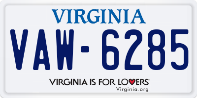 VA license plate VAW6285