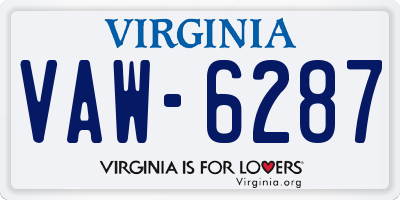 VA license plate VAW6287