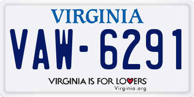 VA license plate VAW6291