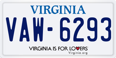 VA license plate VAW6293