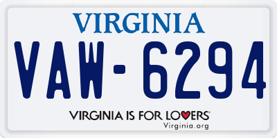 VA license plate VAW6294