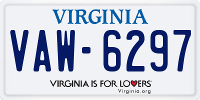 VA license plate VAW6297