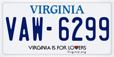 VA license plate VAW6299