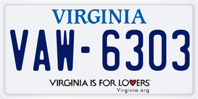 VA license plate VAW6303